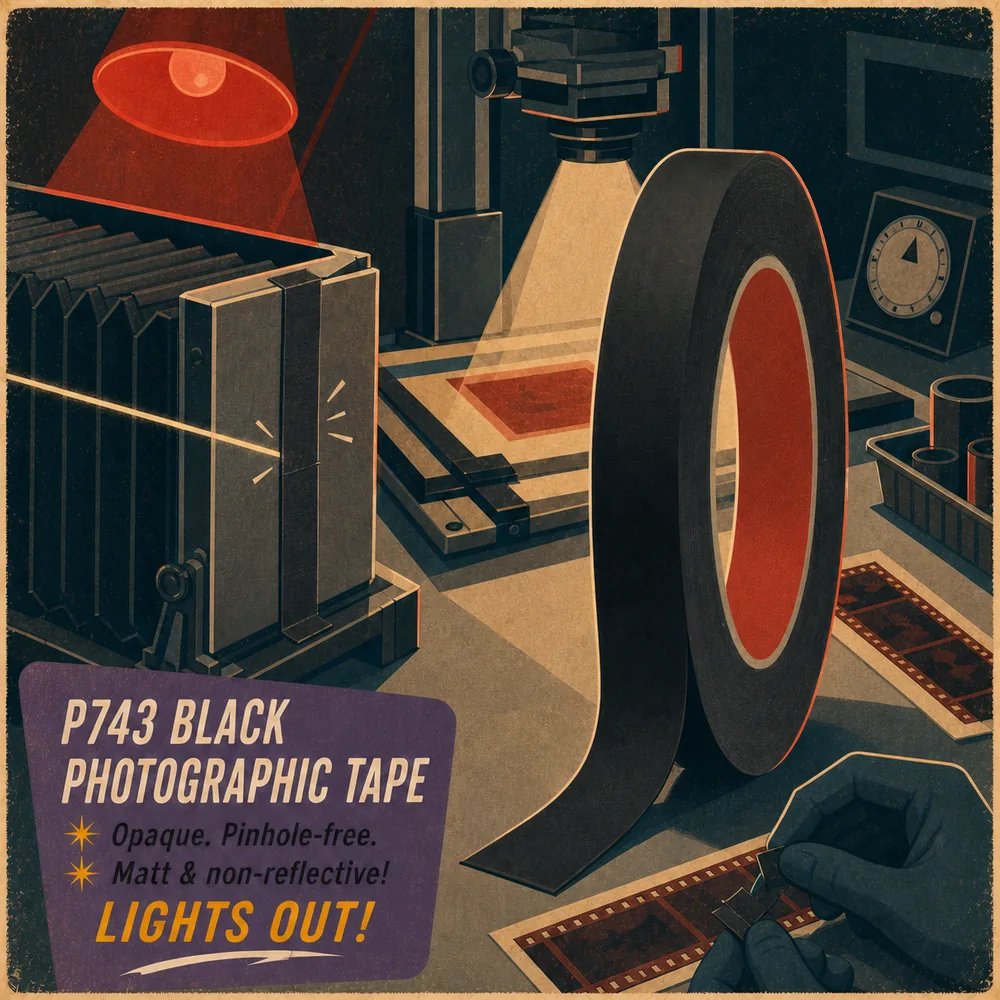 P743 matt black photographic tape retro poster